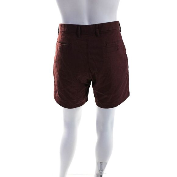 Michael Kors Mens Mid Rise Flat Front Chino Shorts Barbeque Red Cotton Size 34 - Picture 3 of 6